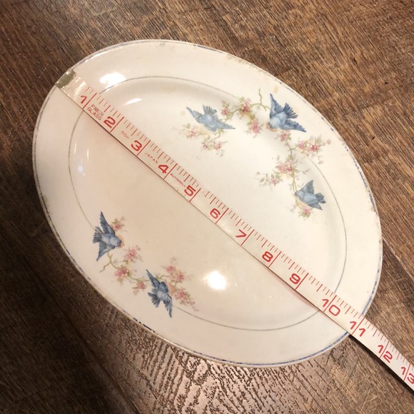 Bluebirds Steubenville Platter Serving Dish Plate Vintage Used Antique China - Picture 5 of 6